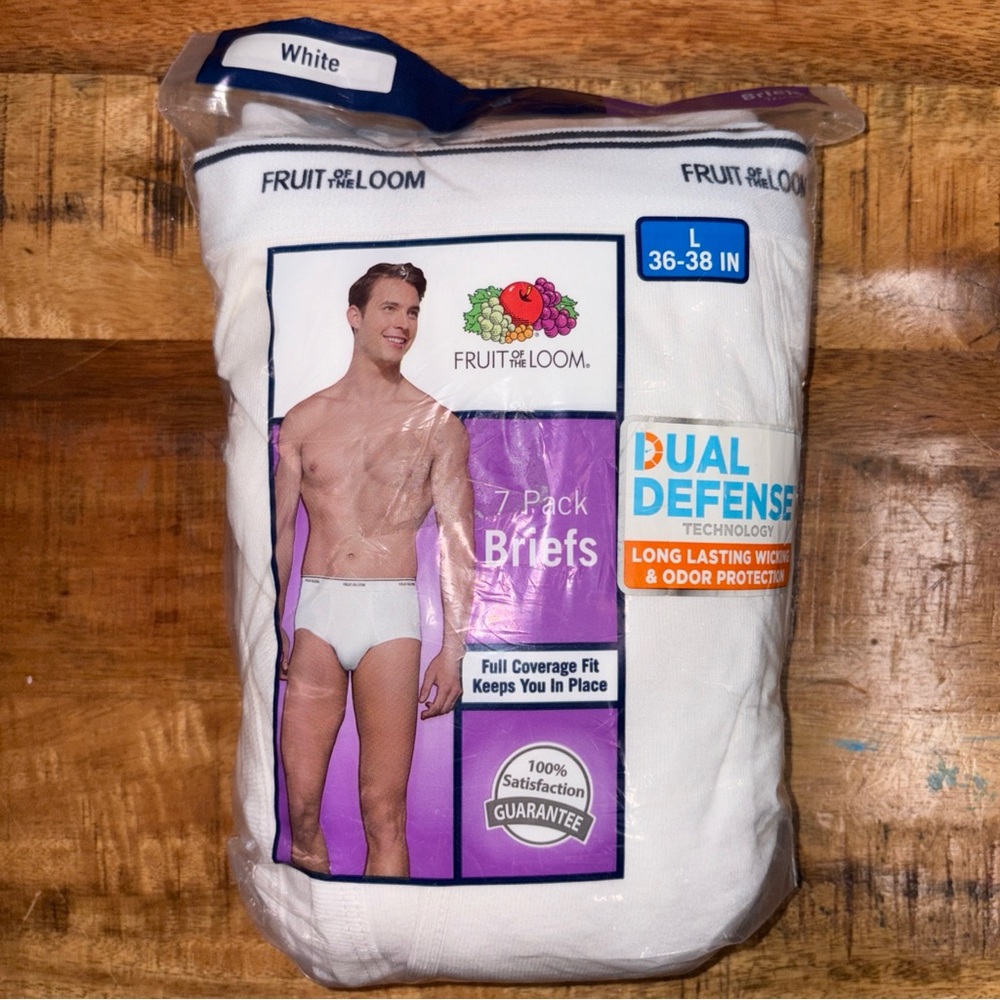 Fruit of the Loom Men's 2013 7 Pack White Briefs Underwear Large 36-38